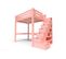 Lit Mezzanine Alpage Bois + Escalier Cube Hauteur Réglable, Couleur: Rose, Dimensions: 140x200
