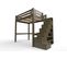 Lit Mezzanine Alpage Bois + Escalier Cube Hauteur Réglable, Couleur: Wengé, Dimensions: 140x200