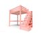 Lit Mezzanine Alpage Bois + Escalier Cube Hauteur Réglable, Rose Pastel / 160x200