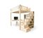 Lit Mezzanine Alpage Bois + Escalier Cube Hauteur Réglable, Gris/blanc / 160x200