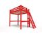 Lit Mezzanine Alpage Bois + Échelle Hauteur Réglable, Couleur: Rouge, Dimensions: 120x200