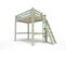 Lit Mezzanine Alpage Bois + Échelle Hauteur Réglable, Couleur: Moka, Dimensions: 140x200