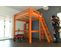 Lit Mezzanine Alpage Bois + Échelle Hauteur Réglable, Couleur: Orange, Dimensions: 160x200