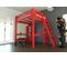 Lit Mezzanine Alpage Bois + Échelle Hauteur Réglable, Couleur: Rouge, Dimensions: 160x200