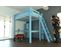 Lit Mezzanine Alpage Bois + Échelle Hauteur Réglable, Couleur: Bleu Pastel, Dimensions: 160x200