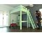 Lit Mezzanine Alpage Bois + Échelle Hauteur Réglable, Couleur: Vert Pastel, Dimensions: 160x200