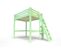 Lit Mezzanine Alpage Bois + Échelle Hauteur Réglable, Couleur: Vert Pastel, Dimensions: 160x200