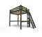 Lit Mezzanine Alpage Bois + Échelle Hauteur Réglable, Couleur: Wengé, Dimensions: 160x200