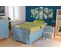 Lit Empilable 1 Place En Bois Massif, Couleur: Bleu Pastel, Dimensions: 80x190