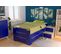 Lit Empilable 1 Place En Bois Massif, Couleur: Bleu Foncé, Dimensions: 90x190