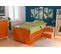 Lit Empilable 1 Place En Bois Massif, Couleur: Orange, Dimensions: 90x200