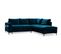 Canapé Angle Droit Convertible 5 Places Lilly En Velours Bleu Canard