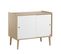 Commode 2 Portes Coulissantes Et Armoire 1 Porte Retro - Bois Blanc