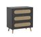 Commode 3 Tiroirs Et Armoire 2 Portes 1 Tiroir Canne - Noir