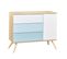 Lit Bébé 60x120 Et Commode 3 Tiroirs 1 Porte Seventies - Bois Blanc Et Bleu