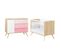 Lit Bébé 60x120 Et Commode 3 Tiroirs 1 Porte Seventies - Bois Blanc Et Rose