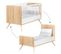 Lit Évolutif 70x140 Et Commode 3 Tiroirs 1 Porte Seventies - Bois Blanc Et Rose