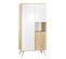 Commode 3 Tiroirs 1 Porte Et Armoire 3 Portes 1 Niche Seventies - Bois Blanc Et Rose