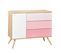 Commode 3 Tiroirs 1 Porte Et Armoire 3 Portes 1 Niche Seventies - Bois Blanc Et Rose