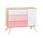 Commode 3 Tiroirs 1 Porte Et Armoire 3 Portes 1 Niche Seventies - Bois Blanc Et Rose