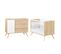 Lit Bébé 60x120 Et Commode 3 Tiroirs 1 Porte Seventies - Blanc Et Bois