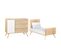 Lit Évolutif 70x140 Et Commode 3 Tiroirs 1 Porte Seventies - Blanc Et Bois