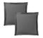 Lot De 2 Taies D'oreiller Anthracite 63 X 63 Cm Volant Plat Piqué / 100% Coton / 57 Fils/cm²