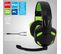 Casque Pro Gamer Basic Ams H555 Vert LED - 40mm Power Bass Avec Micro Intégré, Réglage Volume