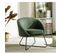 Jonas - Fauteuil Design Tissu Vert Forêt Pieds Métal Noir