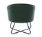 Jonas - Fauteuil Design Tissu Vert Forêt Pieds Métal Noir