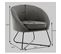 Jonas - Fauteuil Design Tissu Gris Pieds Métal Noir