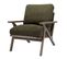 Alan - Fauteuil Lounge En Tissu Bouclette Army Et Bois Patiné