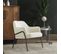 Layton-fauteuil Lounge En Tissu Ecru Et Métal Noir Mat