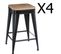 Lot De 4 Tabourets De Bar En Métal Et Bois Coloris Noir - Dim : L 38 X L 38 X H 59,9 Cm