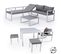 Salon De Jardin Modulable Ibiza En Tissu Gris 7 Places - Aluminium Blanc