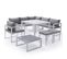 Salon De Jardin Modulable Ibiza En Tissu Gris 7 Places - Aluminium Blanc