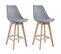 Lot De 2 Tabourets Scandinaves Sven Gris Avec Coussin