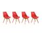 Lot De 4 Chaises Scandinaves Nora Rouge Avec Coussin