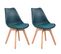 Lot De 2 Chaises Scandinaves Nora Bleues Avec Coussin