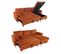 Canapé D'angle Convertible James 3 Places En Velours Terracotta