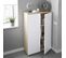 Armoire De Rangement 2 Portes Blanc/chêne - Officia - L 80 X L 32.5 X H 119 Cm