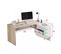 Bureau D'angle 3 Tiroirs + Niche Blanc/chêne - Officia - L 145 X L 108 X H 73 Cm