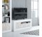 Meuble TV 2 Portes 1 Niche Blanc/pin Blanc - Baltop - L 139 X L 42 X H 53 Cm