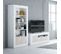 Meuble TV 2 Portes 1 Niche Blanc/pin Blanc - Baltop - L 139 X L 42 X H 53 Cm