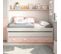 Lit Gigogne 90x190 + Étagère Bois Blanchi/rose - Lomlom