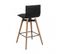 Tabouret De Bar Simili Cuir Noir/hêtre - Hectour - L 49.5 X L 49.5 X H 96.5 Cm