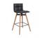 Tabouret De Bar Simili Cuir Noir/hêtre - Hectour - L 49.5 X L 49.5 X H 96.5 Cm