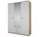 Armoire 3 Portes Battantes 2 Tiroirs Blanc/chêne - Staya - L 161 X L 55 X H 211 Cm