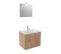 Ensemble Meuble De Salle De Bain Suspendu 2 Tiroirs 80 Cm Bois + Miroir + Colonne- Kundo