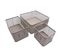 Lot de 3 paniers de rangement rectangulaires en métal cannage gris